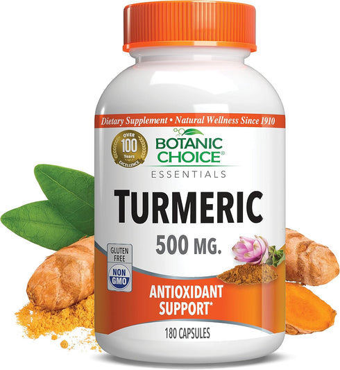 Botanic Choice Premium Turmeric Antioxidant Support - Joint Health Supplement for Adults - 180 Vege Capsules (500 mg each)...