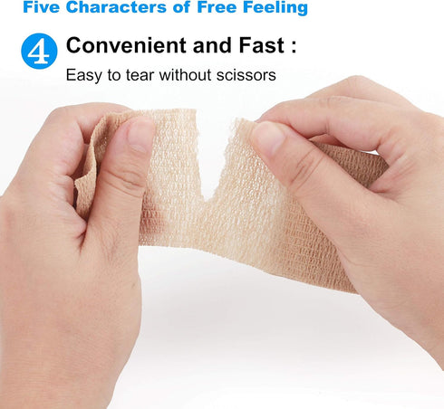 Cohesive Bandage Wrap, Self Adhesive Medical Tape,Vet Wrap, Athletic Elastic Stretch Band, self Adhesive, Flexible, Breathable & idea for Sport In...