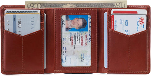 Alpine Swiss Leon Mens RFID Safe Trifold Wallet Cowhide Leather Comes in a Gift Box Tan...