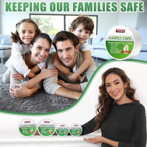 YYXLIFE Double Sided Removable Rug Tape - Carpet Adhesive for Hardwood Floors,Non Slip Anti Curling Floor Tape for Area Rugs,Mats,Carpets - No Res...