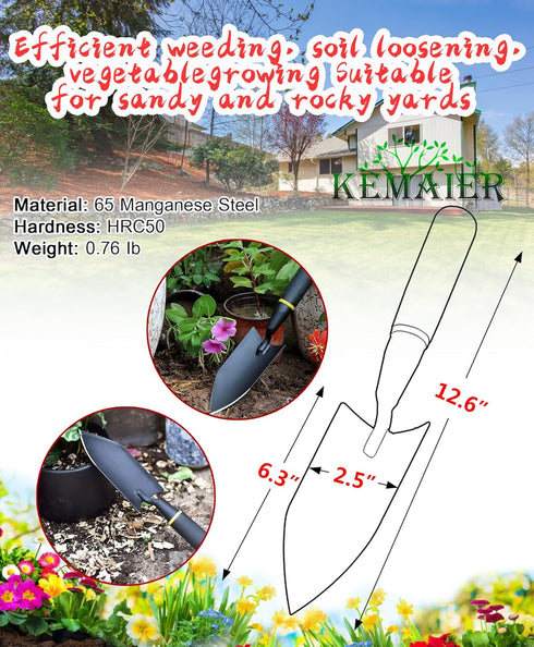 Heavy-Duty Gardening Hand Trowel with Sheath - Stainless Steel Garden Shovel Featuring a Rubberized Handle, Perfect for Diligent Farmers' Soil Pla...