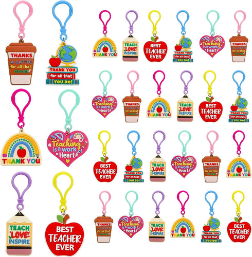 ceiba tree 30 Pack Teachers Appreciation Gift Bulk Thank You Teacher Keychains for Woman Man Key Chains and Cards...