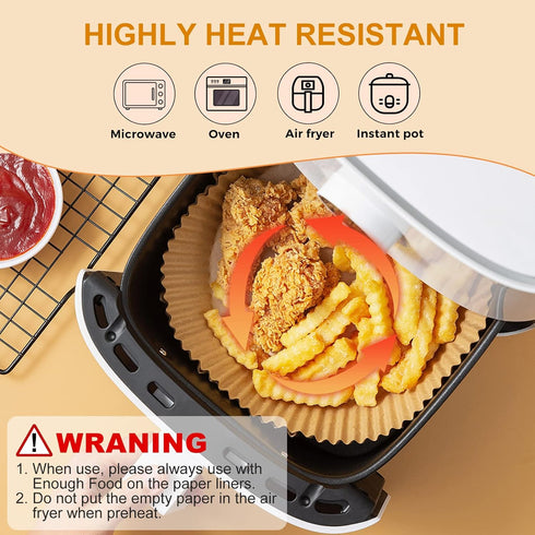 100Pcs Small Air Fryer Liners Disposable, Parchment Sheets Round, 6.5 Inch Round Airfryer Paper Basket Bowl Liner for Baking Cooking Food...