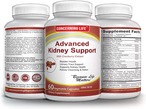 CONCERNING LIFE Kidney Cleanse UTI Support Supplement - Kidney Support Formula Detox - Cranberry Extract, Stinging Nettle Root Helps Healthy Kidne...