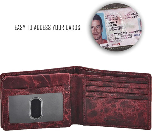 Cochoa Wallet for Men's RFID Blocking Real Leather Bifold Stylish 2 ID Window in Gift Box...