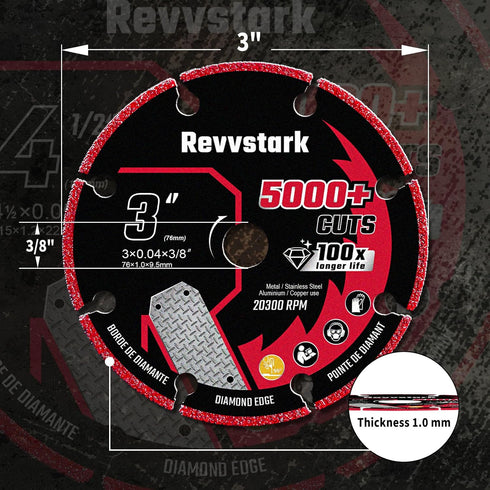 Diamond Cutting Wheel 3 x 3/8 Inch for Metal, Meatl Cutting Disc, Cut Off Wheel 3 Inch for Metal with 5000+ Cuts on Rebar, Steel, Iron and INOX 3 ...
