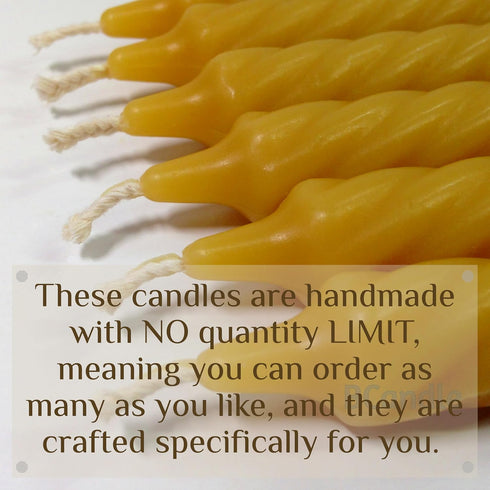 100% Pure Beeswax Spiral Twist Taper Candles (Set of 6) Organic - 8 Inches Tall, 3/4 Inch Diameter, Hand Made...