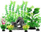 Fish Tank Accessories Artificial Plants, 9pcs Green Aquarium Decorations Plants and Cave Rock Decor Set, Aquarium Decor Plastic Plants...