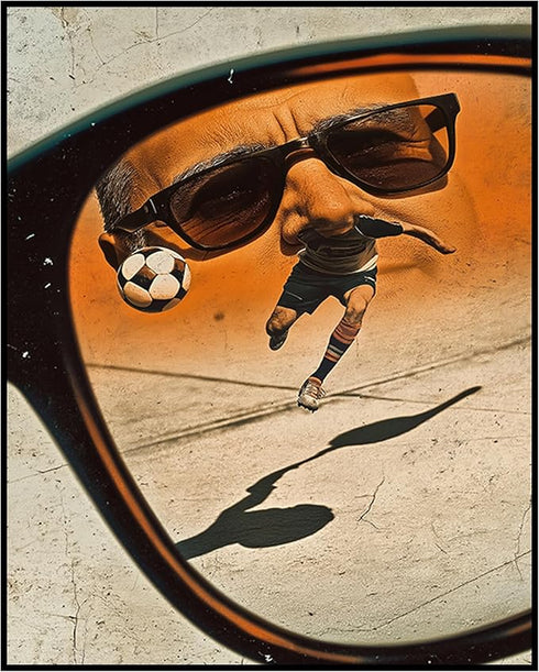 Posterizer 1 pcs-Football Soccer match scene seen through the reflection sunglasses 2-Sports & Hobby Art Gifts for sports fans Decor for Home & Of...