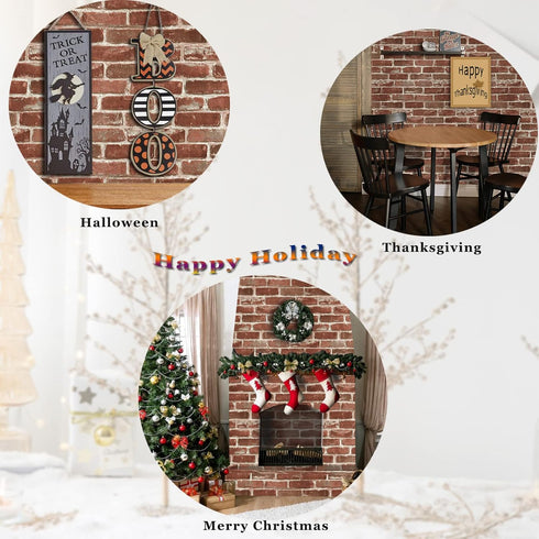 Red Brick Wallpaper, Self-adhesive Peel and Stick Wallpaper Waterproof and Removable Good for Home Decoration and Furniture Renovation (17.5 x 118...