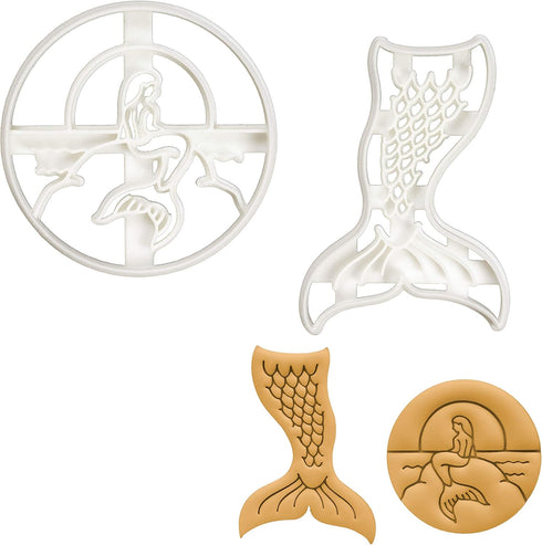 Set of 2 Mermaid cookie cutters (Designs: Sunset and Tail), 2 pieces - Bakerlogy...