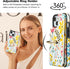 HAOPINSH for iPhone 13/ iPhone 14 Wallet Case with Card Holder, 360°Rotation Ring Kickstand, Floral Flower Pattern, RFID Blocking Leather for Girl...