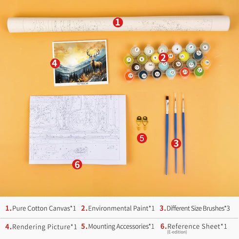 Rebotipy Deer Paint by Numbers Kit for Adults, Forest Trees Deer Paint by Numbers, DIY Acrylic Oil Painting of Mountains Landscape, 16x20inch Mode...