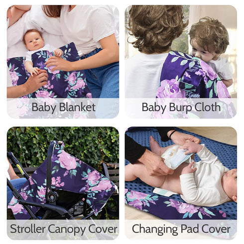 TANOFAR Car Seat Cover Baby, Carseat Covers Baby Boy Girl, Peekaboo Opening Infant Car Seat Cover for Winter, Warm & Cozy, Purple Floral...