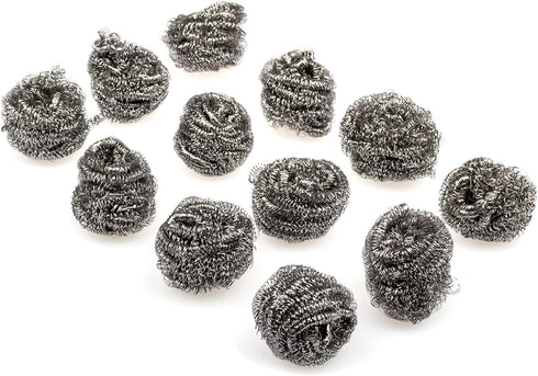 Stainless Steel Sponge Set, Metal Sponge, Metal Scrubber, Stainless Steel scouring pad (Pack of 12) Weight 10g...