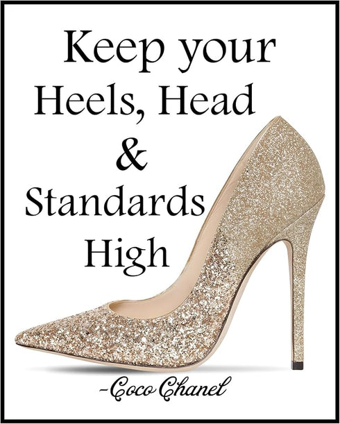 Posterizer 1 pcs-Keep Your Heels, Head and Standards High-Coco Chanel-Inspirational Women's Art- Gift for Women, Fashionistas, Designer Fashion Fa...