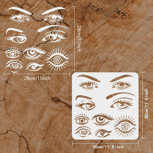 FINGERINSPIRE Eye Stencils for Painting 11.8x11.8 inch Beautiful Eyes Stencils Plastic Eyes and Eyebrows Patterns Stencil Reusable Create DIY Wome...