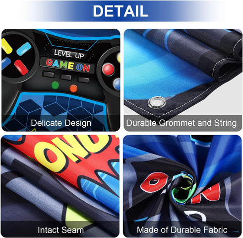 Blulu Video Game Happy Birthday Backdrop Game on Birthday Banner Level up Gaming Theme Party Background Photo Props for Party Wall Decorations Sup...
