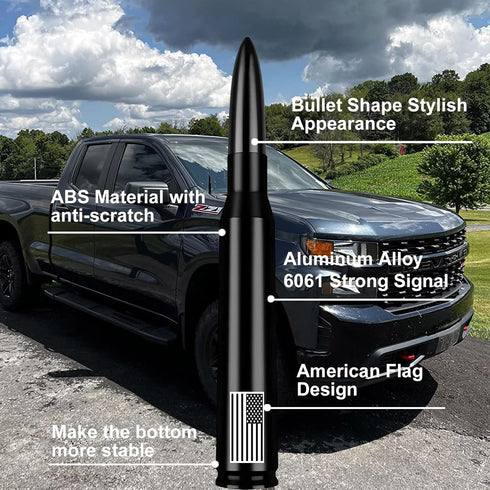 Car Truck Antenna with Tire Valve Caps American Flag Universal Short Replacement for GMC Sierra Chevy Silverado Dodge Ram 1500 2500 3500 Ford F150...