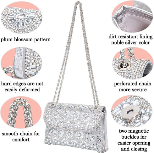 Shoulder Bags Crossbody Bag Purses Handbags Crystals Rhinestone Evening Bag for Women Clutch Purse with Chain...