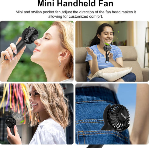2 IN 1 Mini Portable Handheld Fan with Keychain Stand, Personal Powerful Cooling Fan, Small Battery Operated Table Fan, Quiet Hand Fan, USB Rechar...