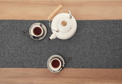 Solino Home Linen Table Runner 120 Inches Long - Athena, 100% Pure Linen Charcoal Grey 14 x 120 Inch Table Runner for Dining, Halloween...