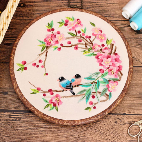Chwang 3 Sets Embroidery Starter Kit with Bird Pattern, Embroidery Kit for Beginners Include Embroidery Hoop, Fabric, Threads and Needles for Cros...