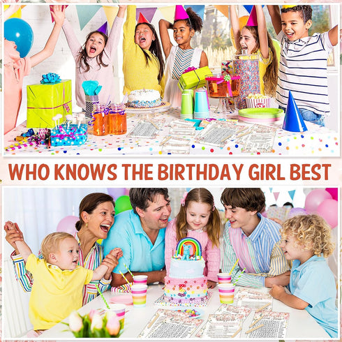 Fumete Birthday Party Games 100 Pcs Who Knows The Birthday Girl Game with 20 Pencils Girly Birthday Cards Set for Child Teen Adults Sweet Sleepove...