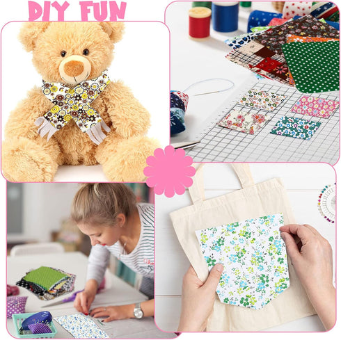 300 Pieces 4 x 4 Inches Cotton Fabric Bundle Precut Patchwork Fabrics Fat Squares Fabric Scraps Cotton Quilting Printed Floral Fabric Patchwork fo...