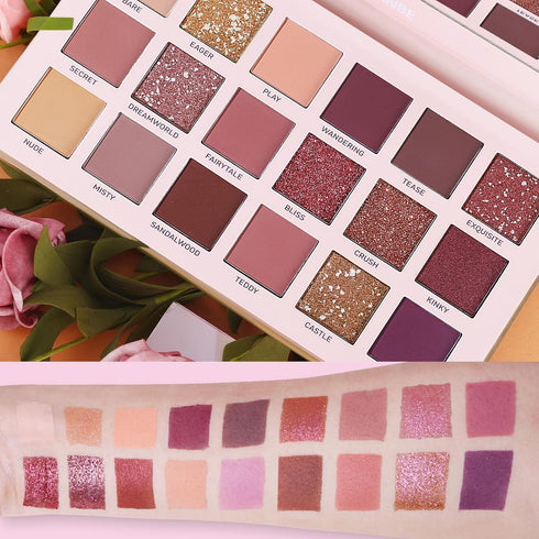 UCANBE Makeup Kit for Women & Teens,18 Colors Nude Eyeshadow +7pcs Soft Makeup Brushes + Pink Cosmetic Bag Makeup Sets, Shimmer Matte Glitter Make...