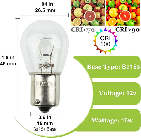 Diximus Pack of 10 Bulbs 1141 S8 Low Voltage Landscape Light Bulbs 12V 18W BA15s Bayonet 18W Lamp...