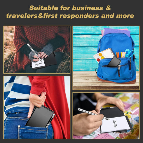 Chinco 4 Pieces Metal Pocket Notebook Portable Aluminum Notepad Refillable Metal Notebook with Mini Pen and Paper for To Do Lists and Note Jotting...