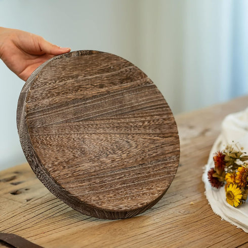 Romadedi Rustic Wooden Tray Candle Holder - Small Wood Decorative Plate Pillar Candle Tray for Farmhouse Kitchen Countertop Bathroom Coffee Table ...