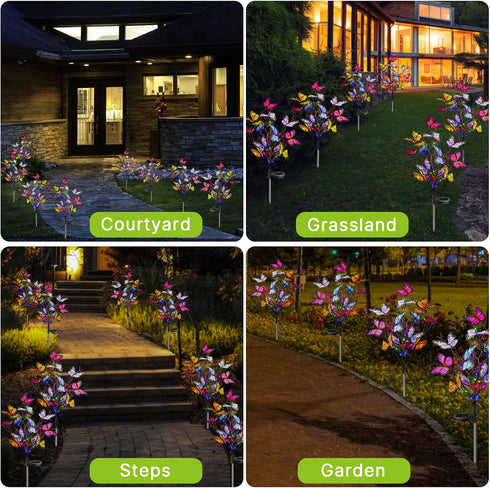 Solar Garden Lights, Outdoor 2 Pack Butterfly Solar Lights Waterproof Stake Decorative LED Light, Solar Powered Light Garden Decor for Outside Pat...