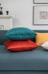 DEZENE Throw Pillow Cases 18x18 Teal: 2 Pack Cozy Soft Velvet Square Decorative Pillow Covers for Farmhouse Home Decor...