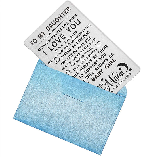 TANWIH Daughter I Love You Gifts Engraved Wallet Card, You Will Always Be My Baby Girl, To My Daughter Birthday Graduation Christmas Wedding Gifts...