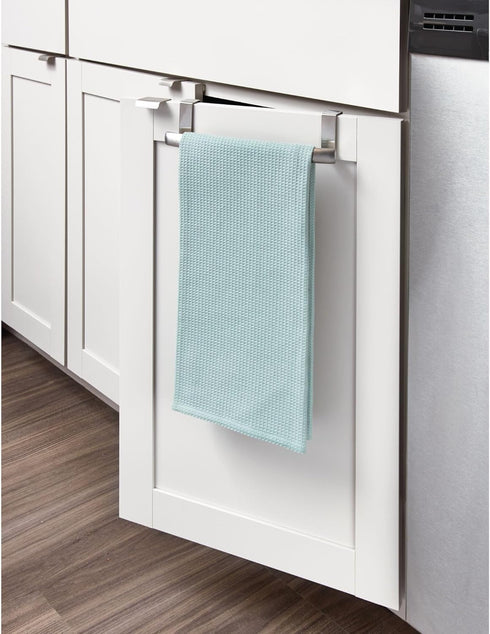 iDesign Axis Curved Over-the-Cabinet Kitchen Bar Holder for Dish and Hand Towels, Pot Holders, 9.75" x 2.75" x 2.5" - Brushed Stainless Steel...