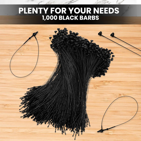 Perco 3 Inch Black Hang Tag Snap Lock Pins - 1,000 Pieces - Professional-Grade Security Loop Plastic Fasteners for Impeccable Tag Attachment...