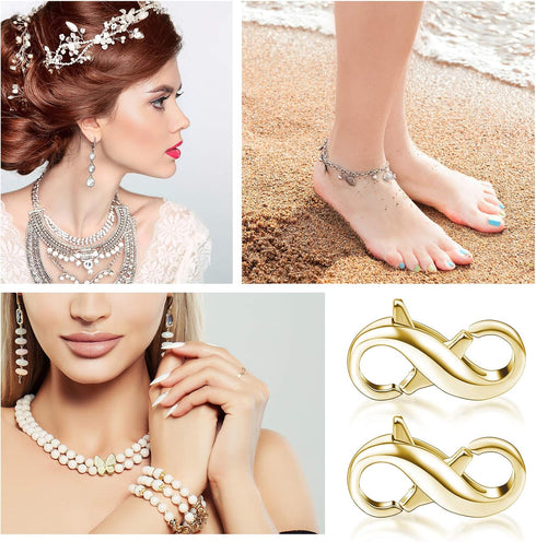 Hicarer 3 Pieces Double Lobster Clasp Double Claw Connector Necklace Bracelet Extension Clasp for DIY Women Jewelry Making Repair Kit(0.51 x 0.24 ...