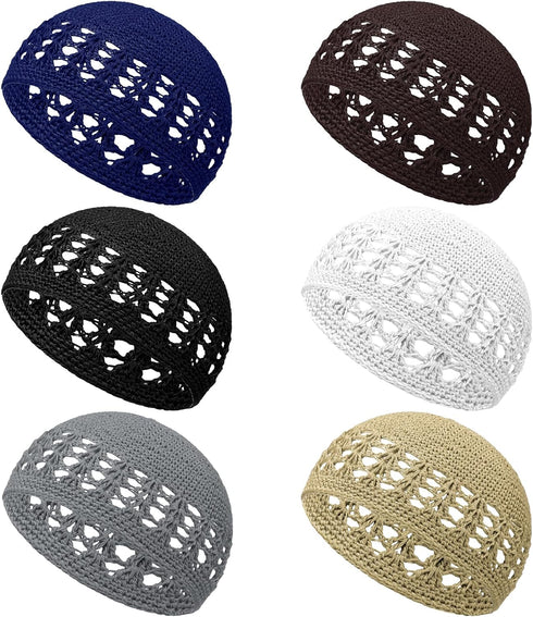 Boyiee 6 Pcs Knit Kufi Hats Crochet Beanie Skull Caps Solid Colors Knit Cap Stretchy Knitted Crochet Hat for Men Women Teens...
