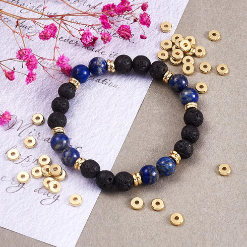 Cheriswelry 200pcs 6x1.2mm Flat Round Metal Heishi Beads Spacer Golden Brass Flat Rondelle Disc Coin Loose Beads Spacers for Surfer Bohemian Jewel...
