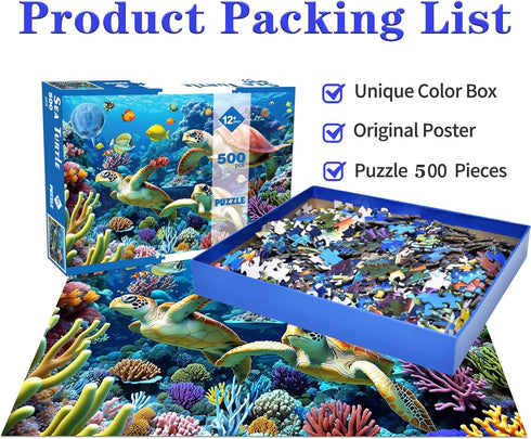 500 Piece Jigsaw Puzzle for Adults -Sea Turtle jigsaw Puzzles 500 Pieces Puzzles for Adults-The Underwater world Finished Size 19.3" x 13.7"...