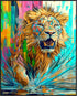 Posterizer 1 pcs-neon colorful abstract street art of a roaring lion -1-Art for Animal Lovers-Abstract & Modern Art-Gift for Street Art, Mural Fan...