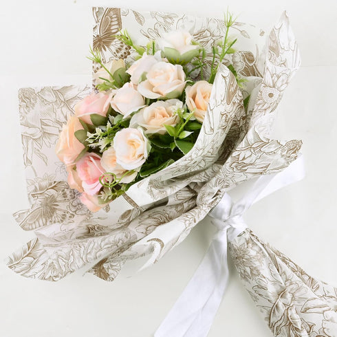 Bolsome 100 Sheets 20 * 14 Inches Vintage Floral Printed Tissue Paper Coffee Gold Peony Butterfly Printed Gift Wrapping Tissue Paper Peonies, Hydr...