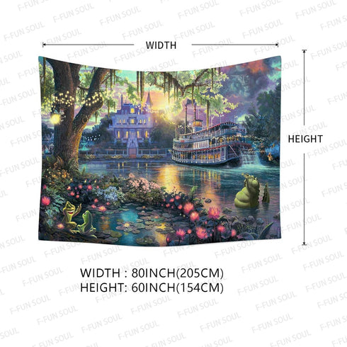 F-FUN SOUL Princess Palace Tapestry, Large 80x60inches Soft Flannel, Psychedelic Island Lake Wall Hanging Tapestries for Living Room Bedroom Home ...