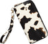 Cow Print Wallets for Women Cowhide Western Highland Purse Moteher's Day Gifts Ladies Zip Around Card Holder with Cluth Wristlet Strap (Brown cow)...