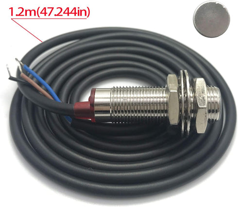 DIGITEN 4 Digital Blue LED Tachometer RPM Speed Meter + Hall Proximity Switch Magnet Sensor NPN + Sensor Mounting Holder for Lathe Conveyor Belt...