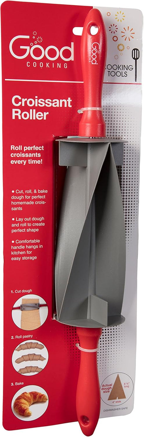 Rolling Pin Croissant Cutter- Perfect Consistent Evenly Shaped Dough Pastry Wheel - Roller & Slices - Makes Homemade Croissants, Baked Desserts in...