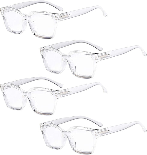 Eyekepper 4 Pack Ladies Eyeglasses - Oversized Square Design Eyewear for Women Transparent...