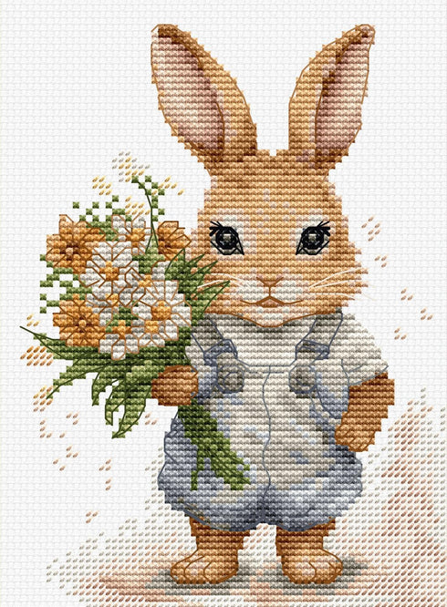 Luca-S Cross Stitch Kit The Bunny's Surprise, B1409, Counted Cross Stitch Kit for Adults, Needlecraft and Embroidery Kit...